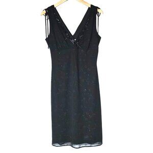 Y2K Breakin' Loose Babydoll Dress Black Size 13/14 Beaded Floral Mesh Whimsigoth